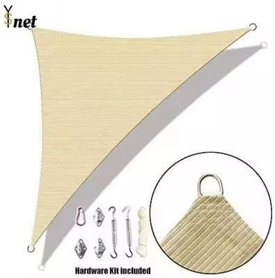 230GSM Beige Triangle sun Shade Sail Screen UV Finished 5mX5mX5m for Outdoor Swimming Pool Privacy Net and Garden Shading