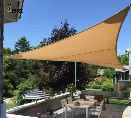 230GSM Beige Triangle sun Shade Sail Screen UV Finished 5mX5mX5m for Outdoor Swimming Pool Privacy Net and Garden Shading